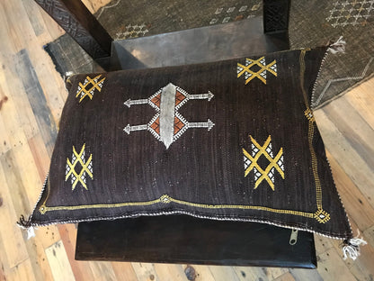 Handmade Cactus Silk Pillow Cover, Pillow Throw,Moroccan Pillow Sabra Cushion Cover,Bark Brown Cactus Silk Hand Woven by Berber