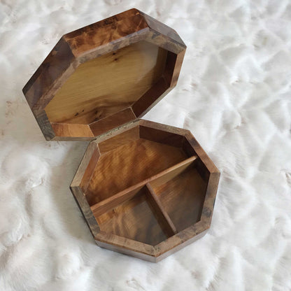 Moroccan Thuya wood jewelry Box,rounded egdes,walnut jewellery wood box diamond pattern,gift idea, engraved Jewelry Box