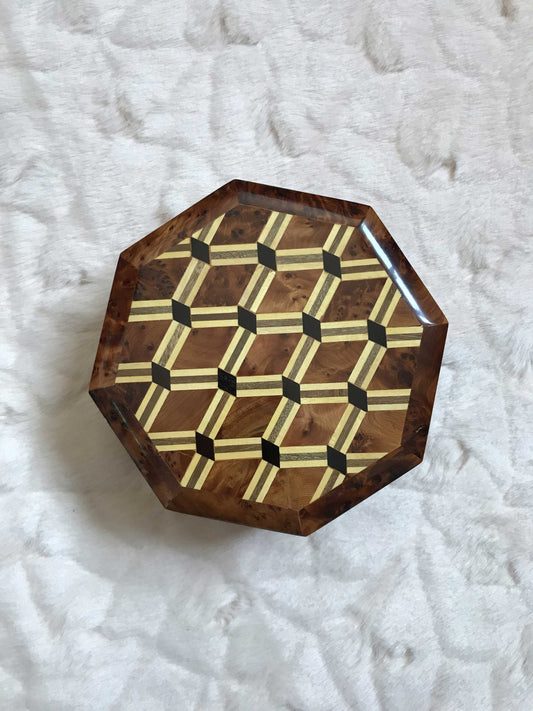 Moroccan Thuya wood jewelry Box,rounded egdes,walnut jewellery wood box diamond pattern,gift idea, engraved Jewelry Box
