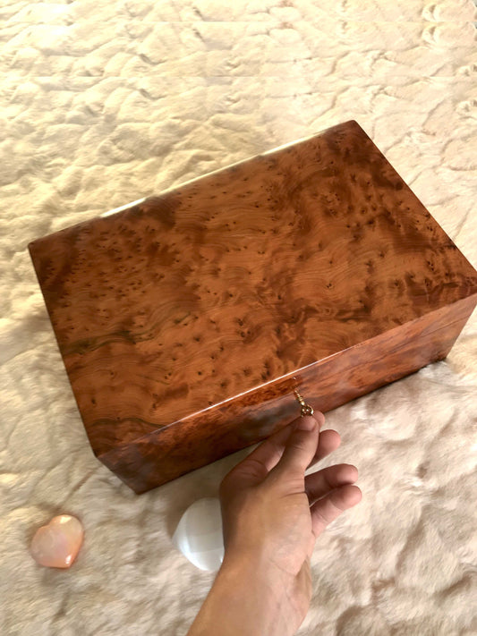 Moroccan Large Jewelry Box with lock,Luxury design thuya wood,Gift idea,Wedding Keepsake Memory box with key,Birthday,Christmas Couples gift