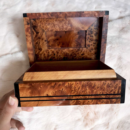 10"x6" Gift box,Thuya wood jewellery Box,anniversary box organizer,engraved Custom Jewelry Box,Wedding Keepsake Memory,Christmas Couple gift