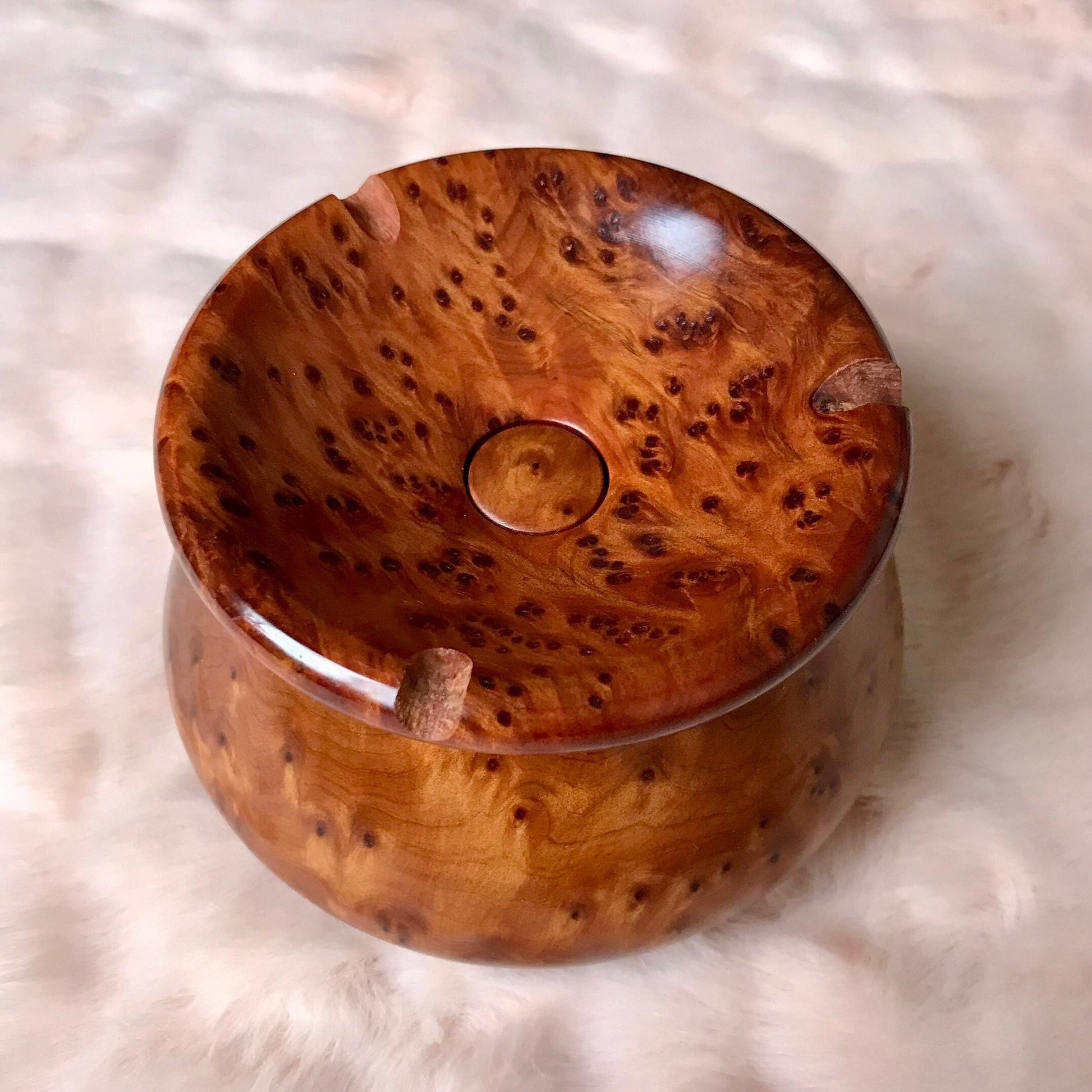 Handcrafted Moroccan cigar ashtray thuya wood,decorative wooden piece,gift for him or her,cigar lovers, wooden ashtray with tray