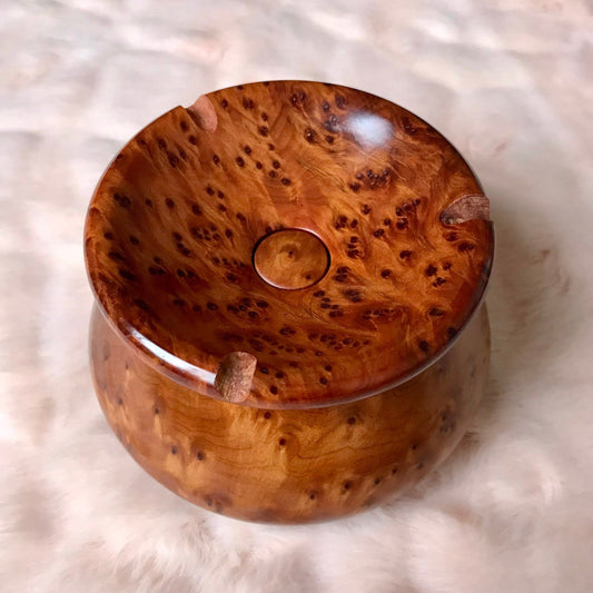 Handcrafted Moroccan cigar ashtray thuya wood,decorative wooden piece,gift for him or her,cigar lovers, wooden ashtray with tray
