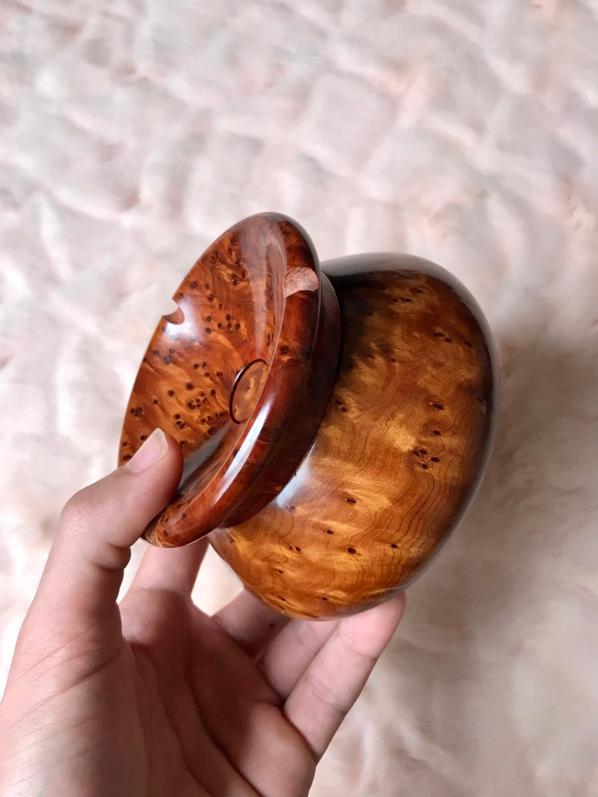 Handcrafted Moroccan cigar ashtray thuya wood,decorative wooden piece,gift for him or her,cigar lovers, wooden ashtray with tray