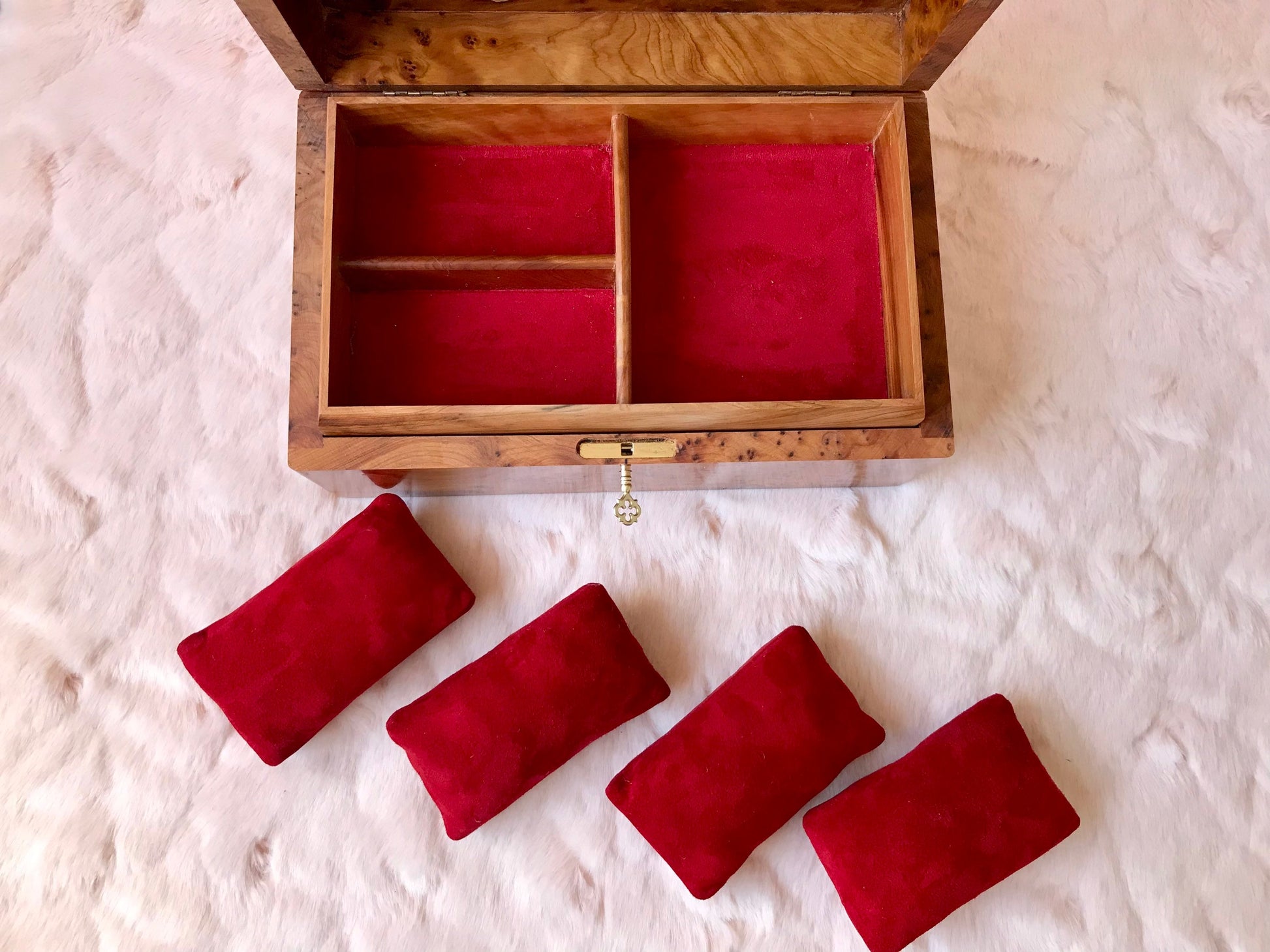 Moroccan jewellery Box,large lockable thuya wooden burl Jewelry Box organizer with key,Christmas Couples gift,wedding wood memory box