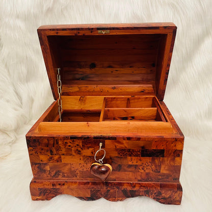 15"x10" Large Handmade Moroccan Rustic Wooden Treasure Lockable Decorative Box Organizer with Keys,Beautiful Christmas Wedding Gift Idea