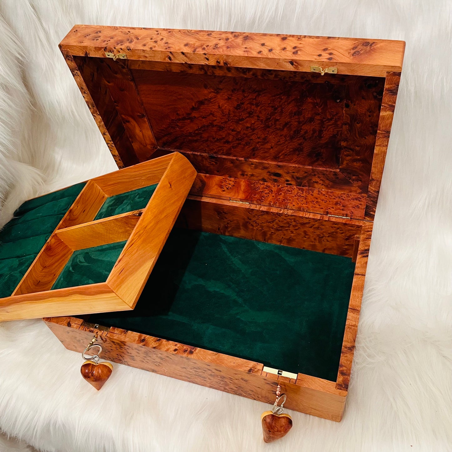 15"x10" Big Moroccan lockable Jewelry Box with Suede Leather Lining and Jewelry Cushions,Box organizer with 2 keys,wedding couple memory box
