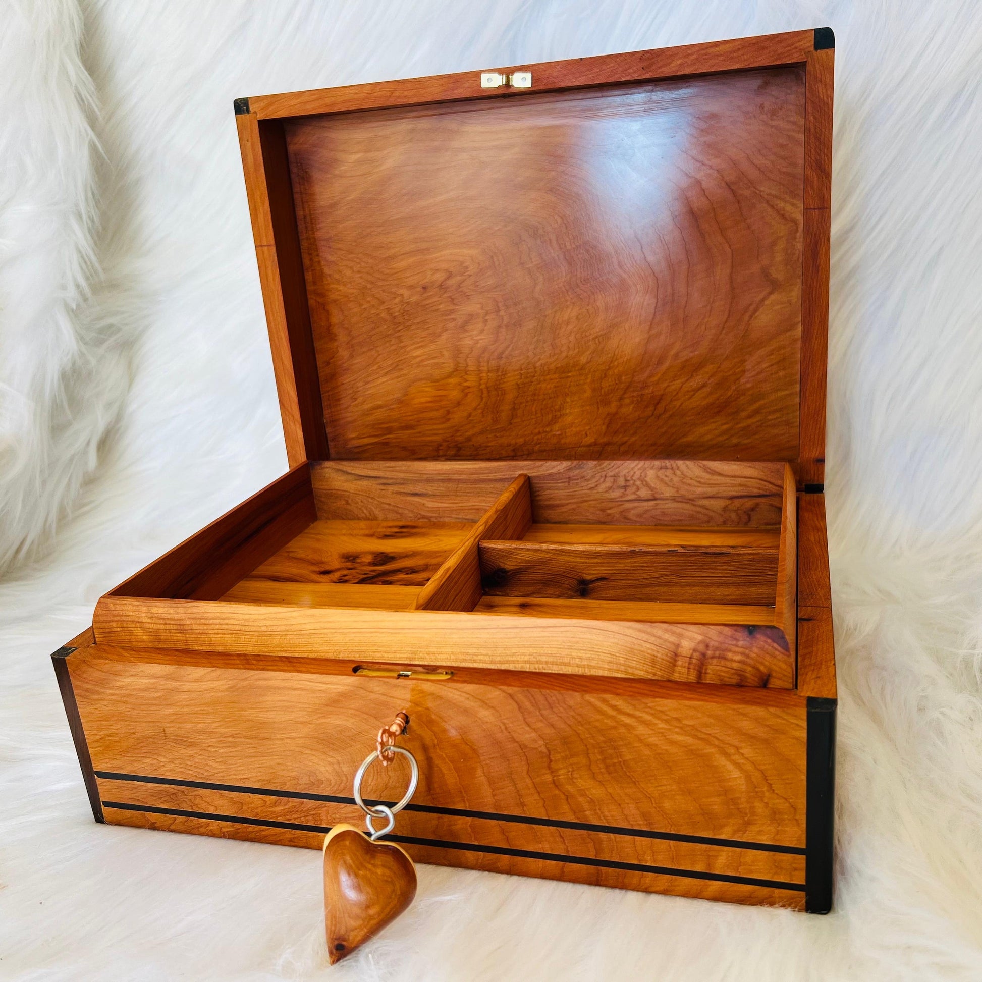 12"x9" Moroccan jewelry Box,large lockable thuya wooden burl Jewelry Box organizer with key,Christmas Couples gift,wedding wood memory box