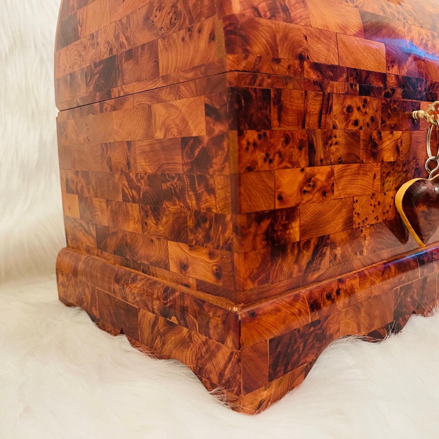 15"x10" Large Handmade Moroccan Rustic Wooden Treasure Lockable Decorative Box Organizer with Keys,Beautiful Christmas Wedding Gift Idea