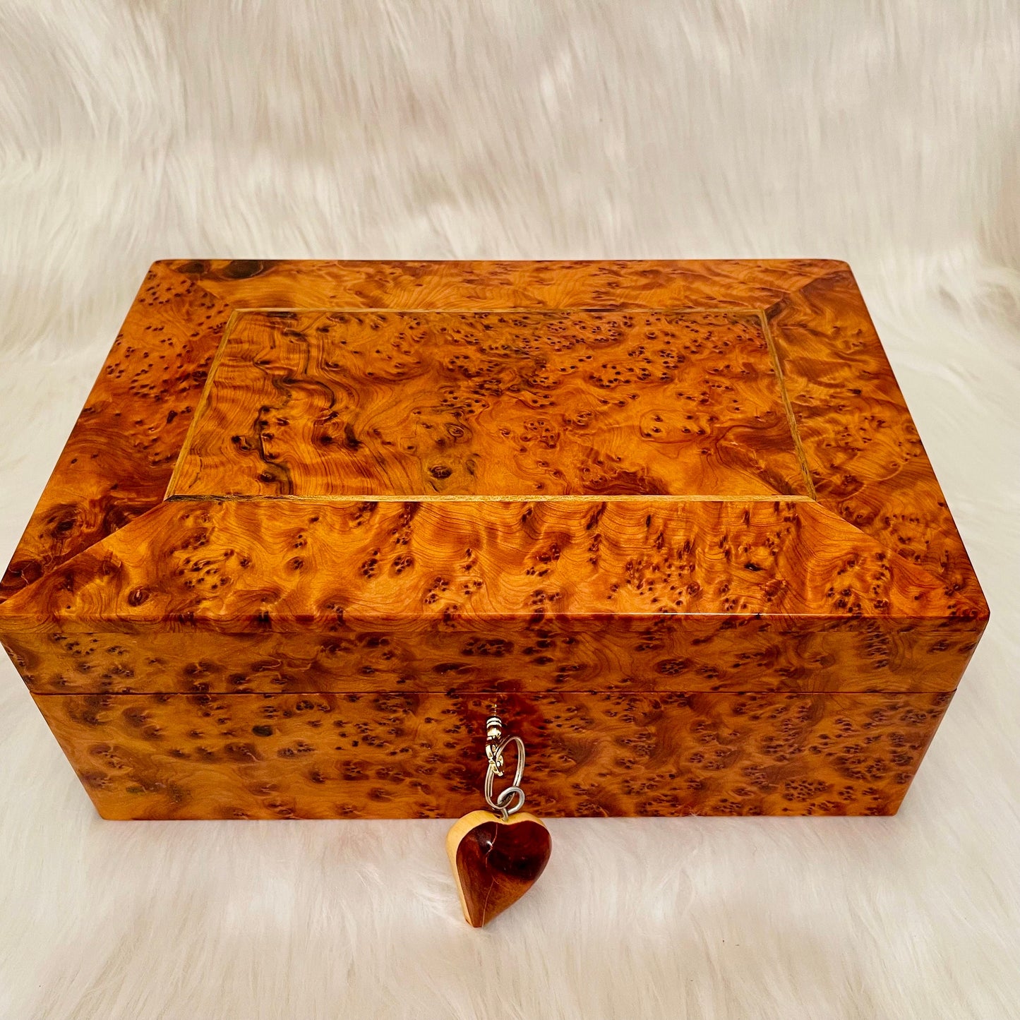 12"x8" Luxury lockable thuya burl wooden jewellery Box holder with key,Christmas Couples gift,Birthday,wedding Jewelry memory,decorative box