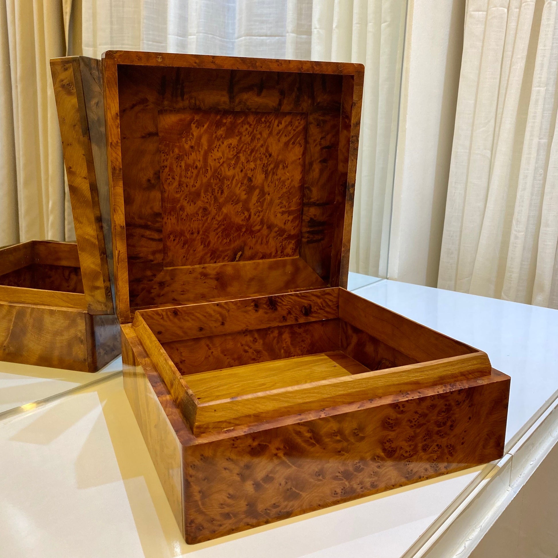 11"x11" Moroccan Exquisite Thuya Wood Luxury jewellery burl Box,no lockable wooden keepsake Box ,keepsake couple's memory gift box