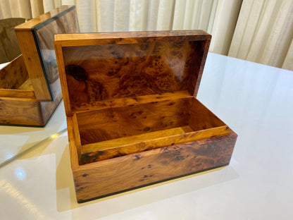 9"x5" Moroccan jewellery burl thuya Box,non-lockable wooden burl box,memory organizer,keepsake couples gift,decorative Exotic Wood Storage