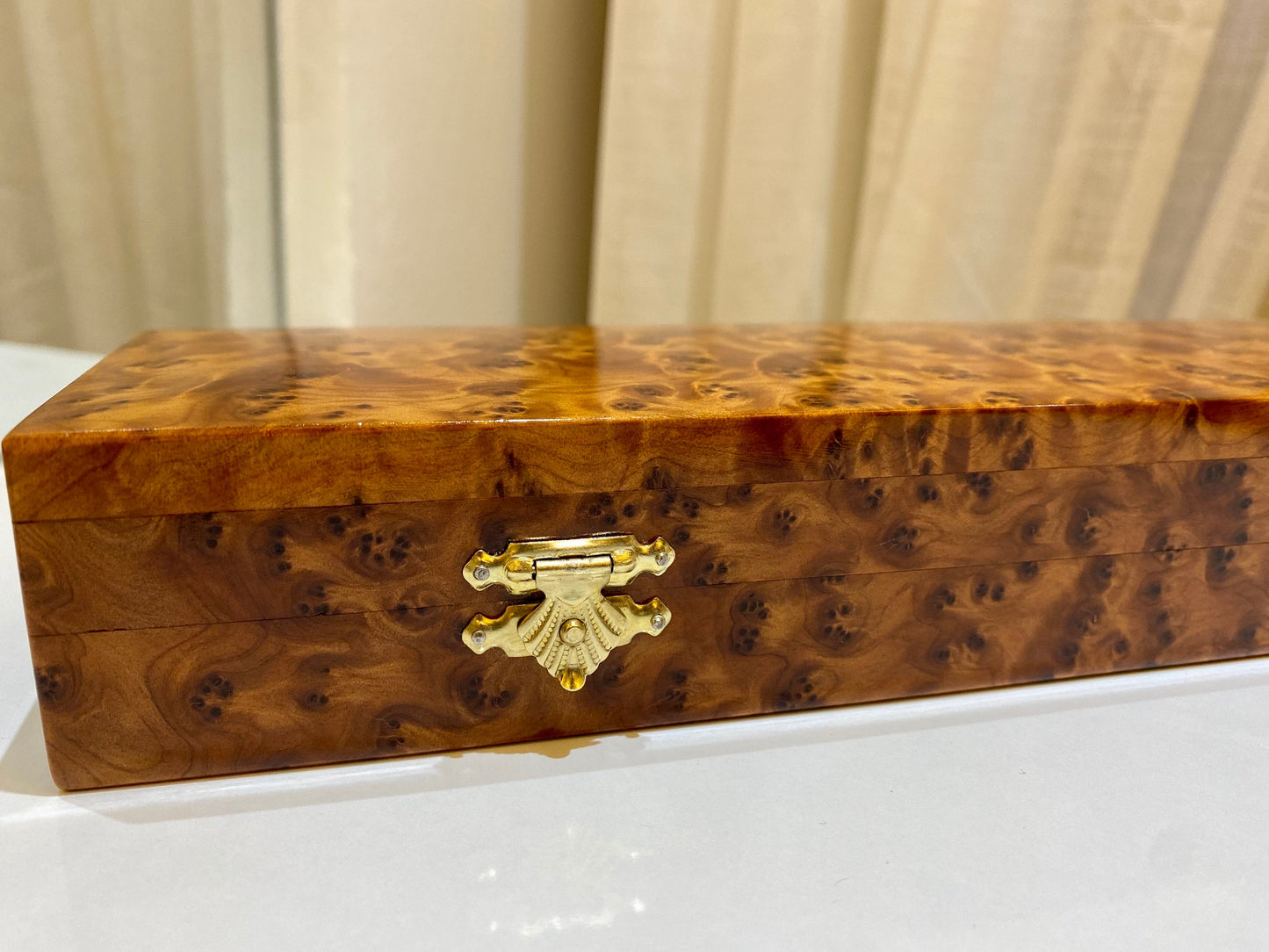 12"x3" Handmade thuya Jewellery Wooden Box, Jewelry Organizer Storage,Natural Rectangular watch Box for Gifts,elegant and Secure Storage