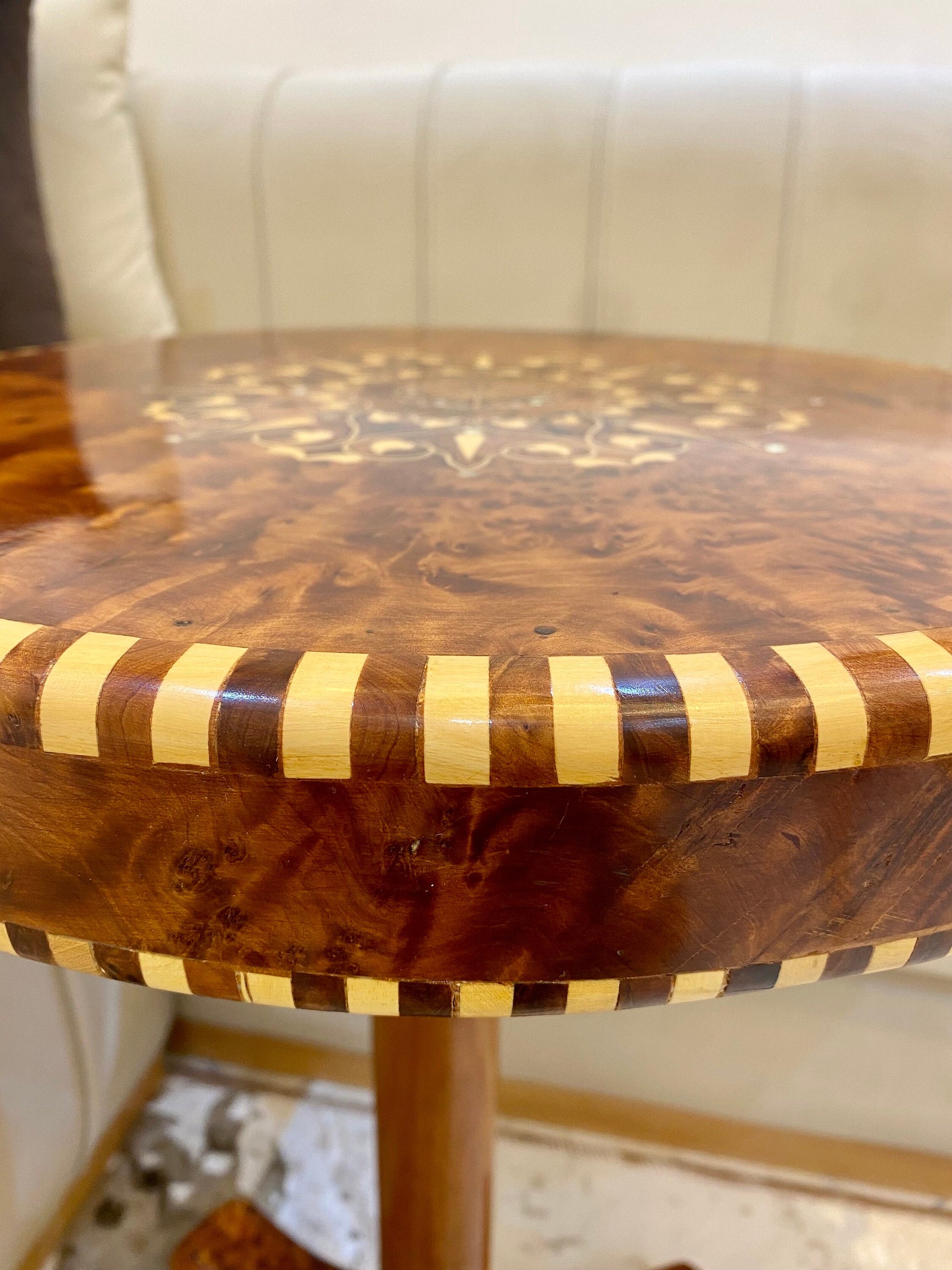 17"x17" Handmade Moroccan Mosaic Thuya Wood Table with Lemon,brass,mother of pearls Inlay,unique home decor living room,Berber Coffee table