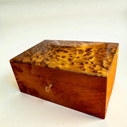 Burl Wood Box Organizer With Lock