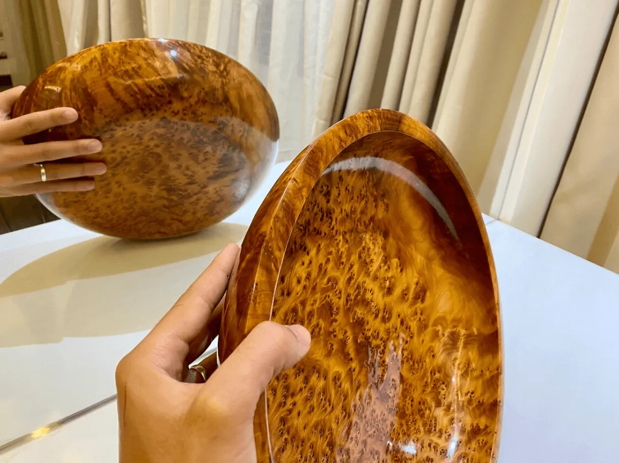 Large Wooden Bowl - Handmade Thuya Burl Bowl - Image 5
