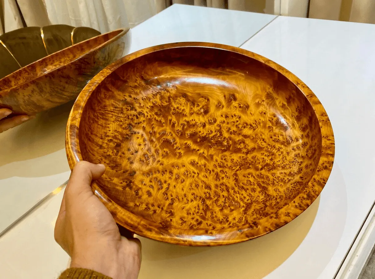 Large Wooden Bowl - Handmade Thuya Burl Bowl - Image 7