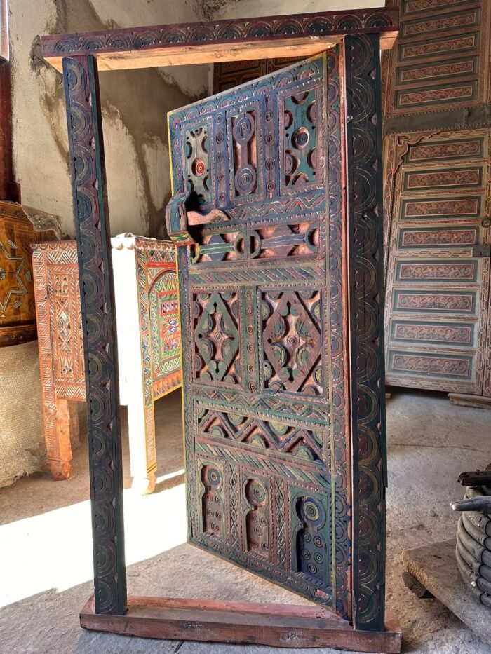 Antique Moroccan Handmade Door with Knobs – Luxury Jewelry Wooden Box
