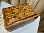 Moroccan Jewelry Box Organizer, Handcrafted Thuya Wood with Lock - Image 6