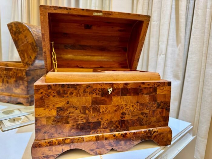 Mexican Wooden Box, Thuya Wood Organizer with Key - Image 7