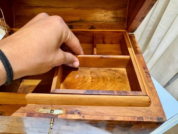 Mexican Wooden Box, Thuya Wood Organizer with Key - Image 8