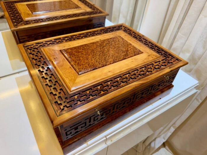 Large Luxury Wooden Box Organizer With Key, Handmade Thuya Chest – Luxury Jewelry Wooden Box