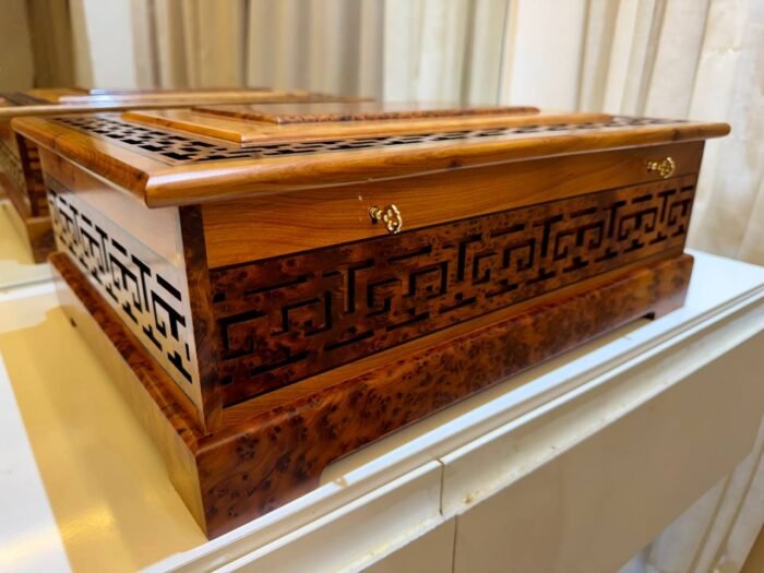 Large Luxury Wooden Box Organizer With Key, Handmade Thuya Chest – Luxury Jewelry Wooden Box