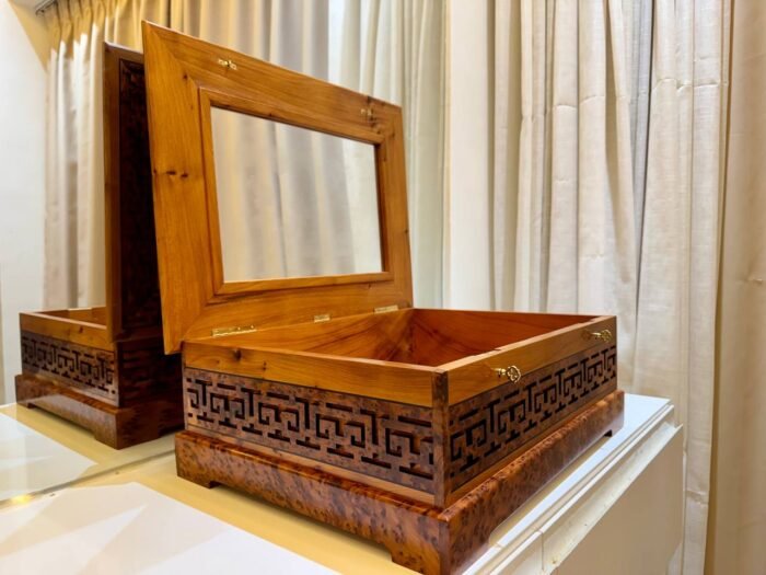 Large Luxury Wooden Box Organizer With Key, Handmade Thuya Chest – Luxury Jewelry Wooden Box
