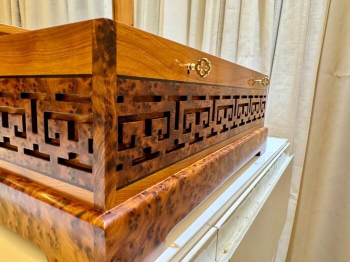 Large Luxury Wooden Box Organizer With Key, Handmade Thuya Chest – Luxury Jewelry Wooden Box