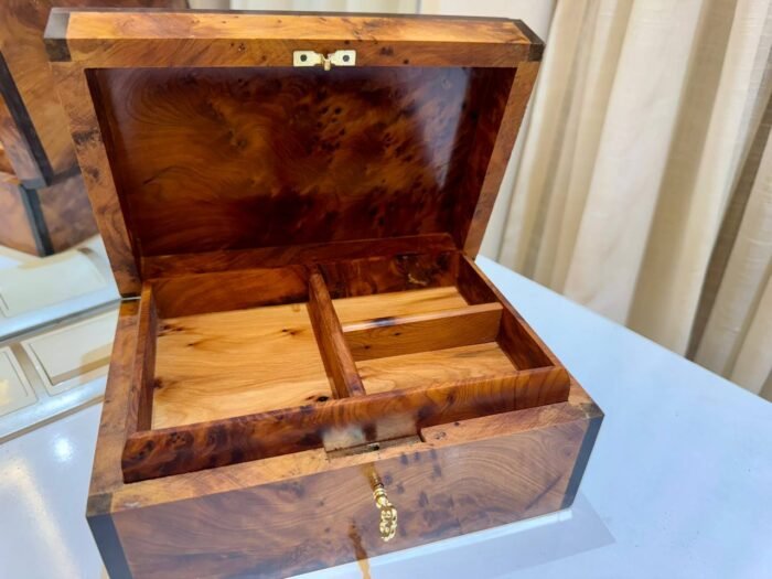 Jewelry Holder Decor Thuya Wooden Box with Key, Perfect Gift Idea – Luxury Jewelry Wooden Box