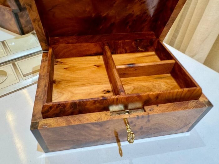 Jewelry Holder Decor Thuya Wooden Box with Key, Perfect Gift Idea – Luxury Jewelry Wooden Box