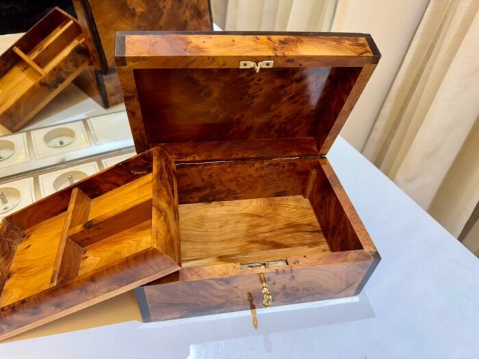 Jewelry Holder Decor Thuya Wooden Box with Key, Perfect Gift Idea – Luxury Jewelry Wooden Box