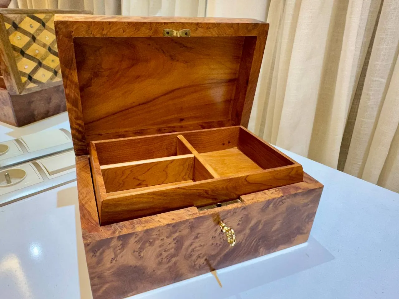 Gift Wooden Box Organizer With Key – Handmade Thuya Wood Box - Image 7