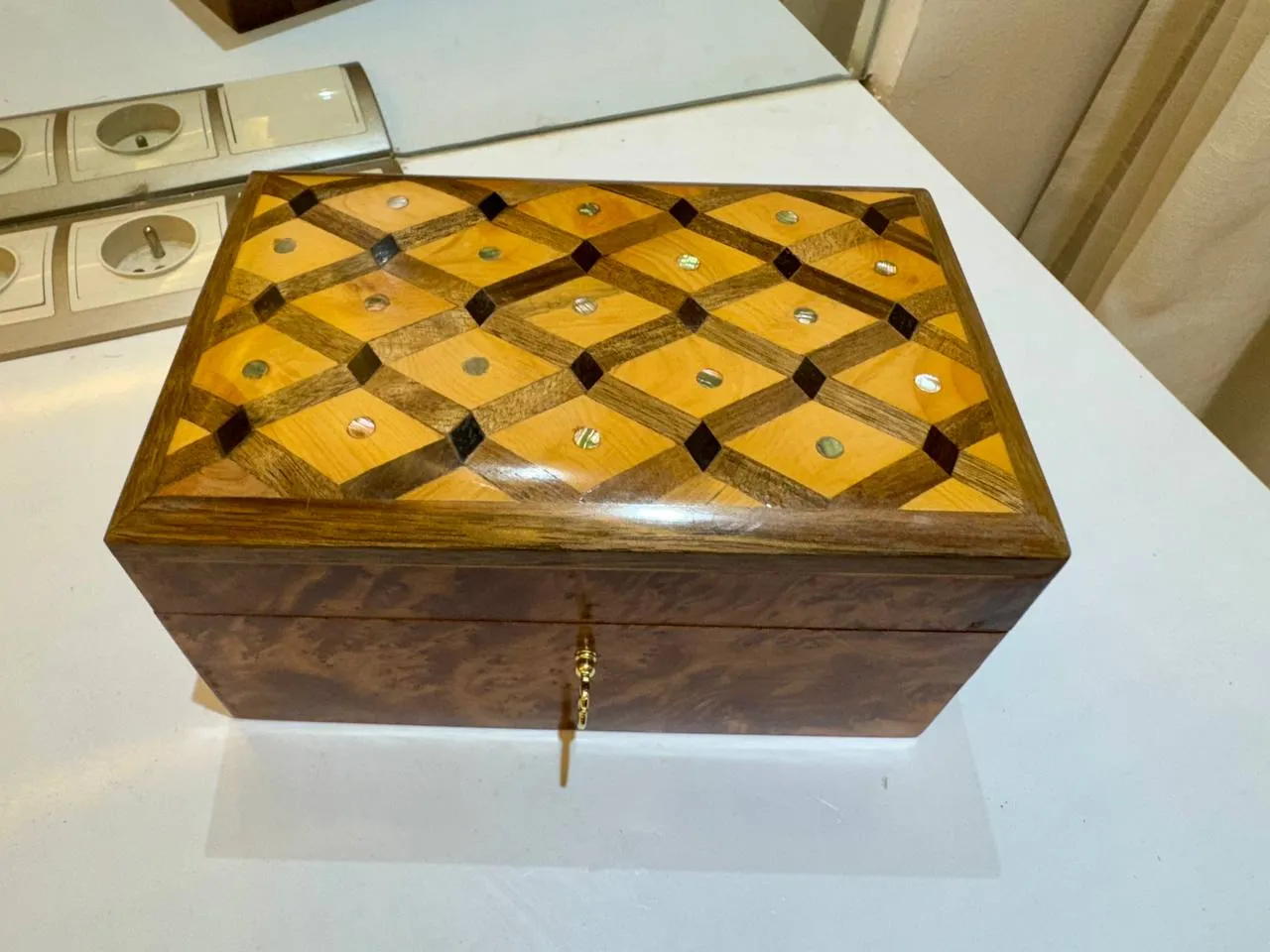 Gift Wooden Box Organizer With Key – Handmade Thuya Wood Box - Image 5