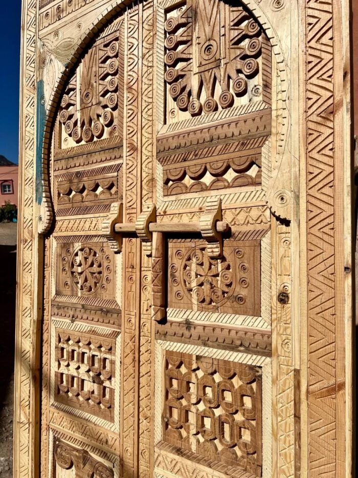 Custom Moroccan Wood Door | Authentic Vintage Carved Cedar Door – Luxury Jewelry Wooden Box