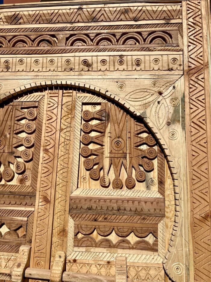 Custom Moroccan Wood Door | Authentic Vintage Carved Cedar Door – Luxury Jewelry Wooden Box