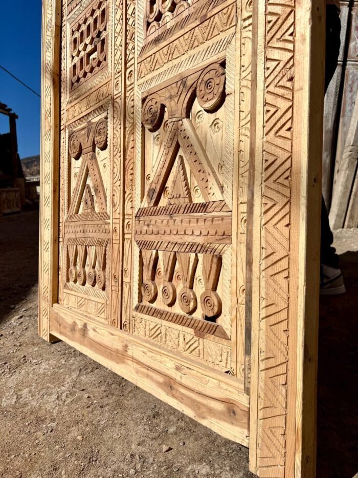 Custom Moroccan Wood Door | Authentic Vintage Carved Cedar Door – Luxury Jewelry Wooden Box
