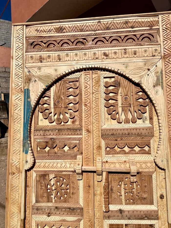 Custom Moroccan Wood Door | Authentic Vintage Carved Cedar Door – Luxury Jewelry Wooden Box