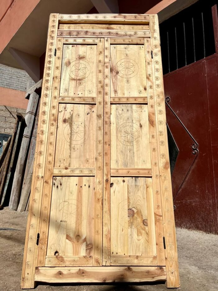 Custom Moroccan Wood Door | Authentic Vintage Carved Cedar Door – Luxury Jewelry Wooden Box