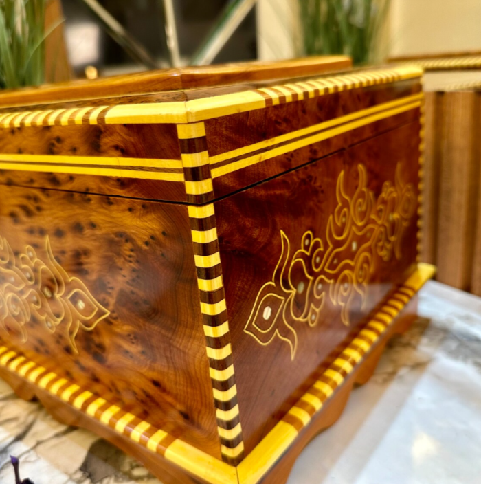 Vintage Wood Jewelry Box with Interior Mirror – Luxury Jewelry Wooden Box