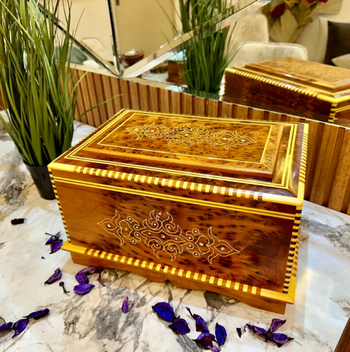 Vintage Wood Jewelry Box with Interior Mirror – Luxury Jewelry Wooden Box