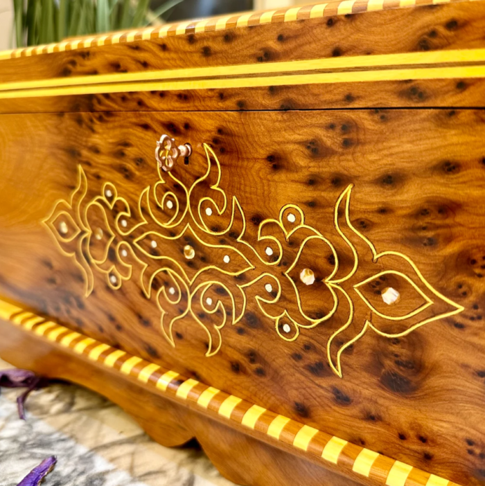 Vintage Wood Jewelry Box with Interior Mirror – Luxury Jewelry Wooden Box
