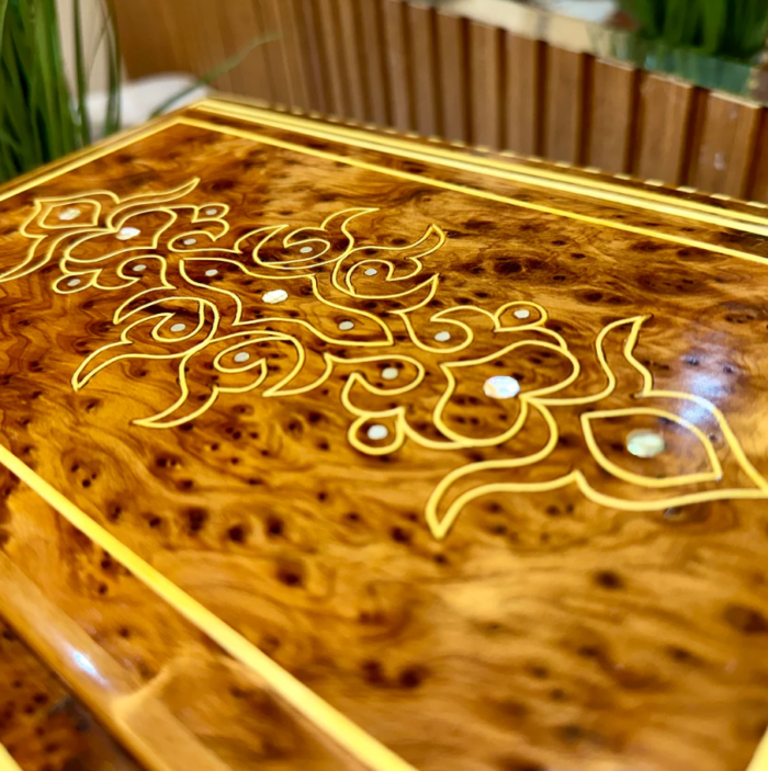 Vintage Wood Jewelry Box with Interior Mirror – Luxury Jewelry Wooden Box
