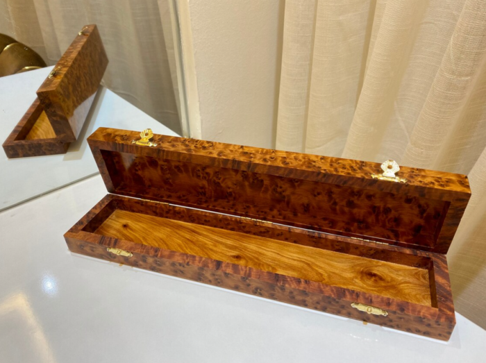 Handcrafted Thuya Wood Decorative Box Elegant and Secure – Luxury Jewelry Wooden Box