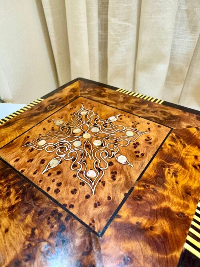 Handcrafted Moroccan Thuya Wood Jewelry Box Organizer with Key – Luxury Jewelry Wooden Box