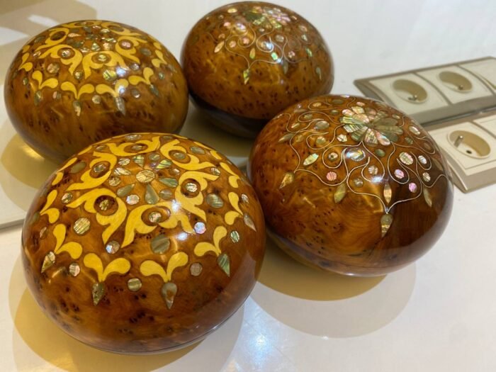 Handcrafted Round Thuya Wood Jewelry Box Set Elegant Gift – Luxury Jewelry Wooden Box