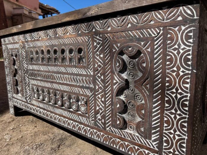 Handmade Vintage Wood Cabinet Carved Storage Chest – Luxury Jewelry Wooden Box