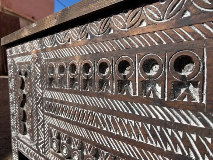 Handmade Vintage Wood Cabinet Carved Storage Chest – Luxury Jewelry Wooden Box