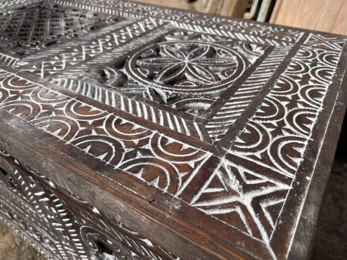 Handmade Vintage Wood Cabinet Carved Storage Chest – Luxury Jewelry Wooden Box