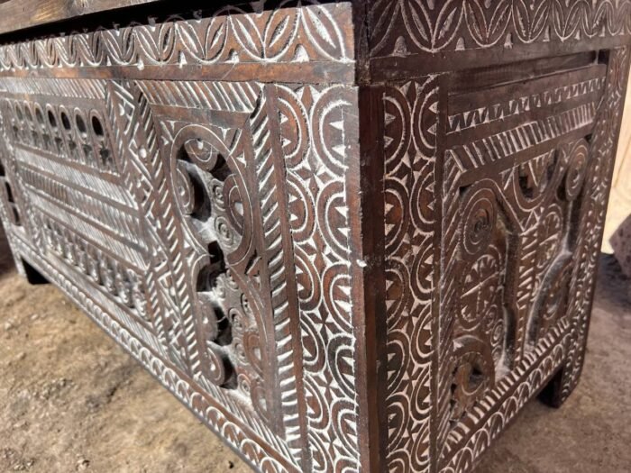 Handmade Vintage Wood Cabinet Carved Storage Chest – Luxury Jewelry Wooden Box